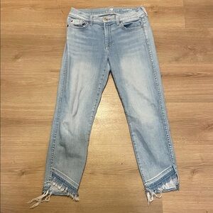 7 For All Mankind Light Blue Frayed Hem Women's Jeans